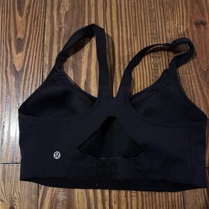 lululemon women's athletic sports bra black gray, size 6